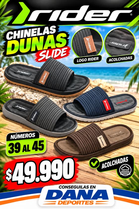 Rider Chinelas Dunas Slide